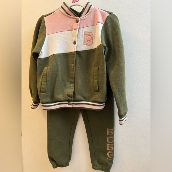 BCBG Kids Olive and Pink Sweatpants Set - Picture 2 of 7
